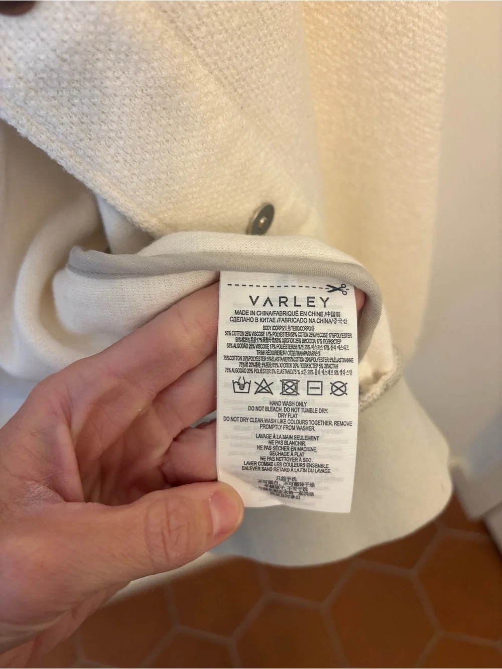 NWT Varley Margate Textured Sweater in Ivory size Medium Bomber sweatshirt - Picture 6 of 8